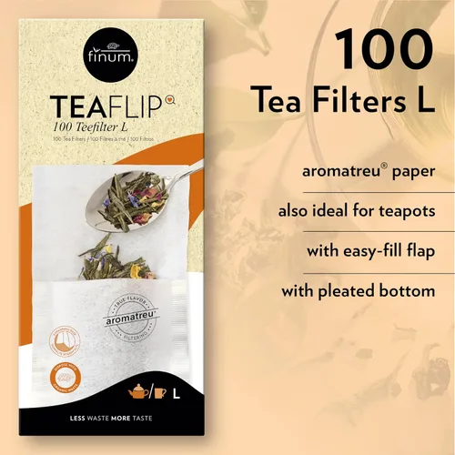 Vista 2 de Finum Bolsas de filtro de té de papel desechables para té suelto, blanco, grande, 100