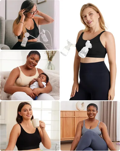 Vista 7 de Momcozy - Brasier para extracción de leche y lactancia, manos libres, ajustable, brasier todo en uno