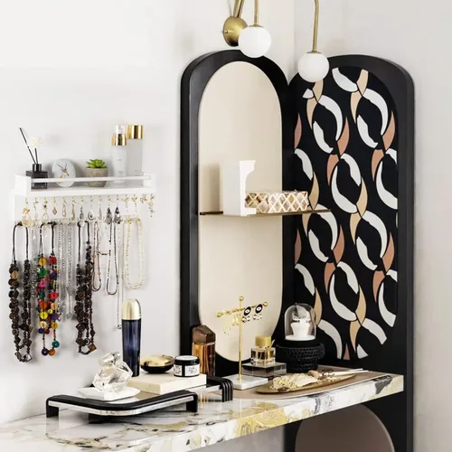 Vista 7 de Zhithink Organizador de joyas colgante para collares, ganchos de joyería con 30 ganchos, organizador de joyas montado en la pared para collares