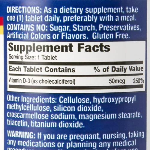 Vista 2 de Natural Vitamina D-3 2000 UI - 200 comprimidos recubiertos con película, paquete de 2