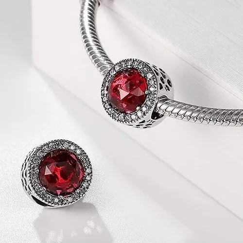 Vista 2 de LNQOBU Dijes de cristal de Murano para pulsera de plata de ley 925, dije redondo en forma de corazón para pulseras y collares de mujer
