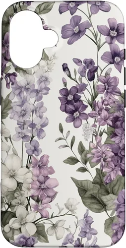 Vista 32 de White Violet Purple Lavender Lilac Floral Funda de flores botánicas para iPhone 17