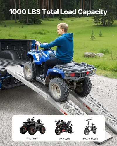 Vista 2 de VEVOR Rampas de acero, 1000 libras, 2 rampas resistentes con superficie de rampa más ancha, rampa de carga estable universal con asas, apta