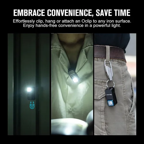 Vista 11 de OLIGHT Oclip linterna recargable EDC de 300 lúmenes con fuentes duales, luz de bolsillo compacta con clip, conveniente carga USB C, luces magnéticas