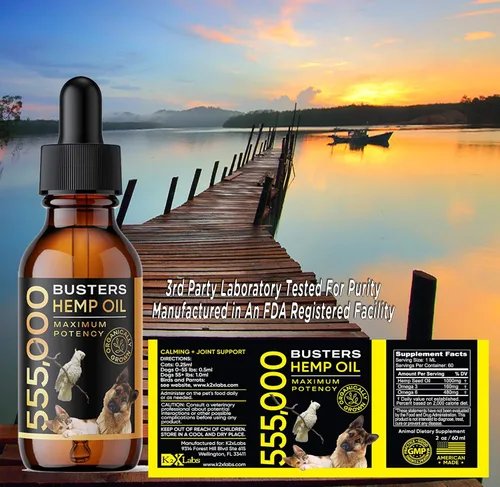 Vista 4 de Buster's - Aceite de cáñamo orgánico 530,000, paquete de 4 meses, suministro para perros y gatos, fabricado en Estados Unidos, Omega Rich 3, 6 y 9
