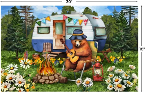 Vista 3 de Briarwood Lane Felpudo de verano de 30 x 18 pulgadas, para interior y exterior, con oso para acampar Oso de camping