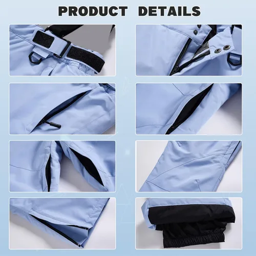 Vista 5 de Conjunto de chaqueta y pantalón de esquí para hombre, trajes de esquí impermeables para hombre, chaqueta de snowboard, traje de nieve cálido