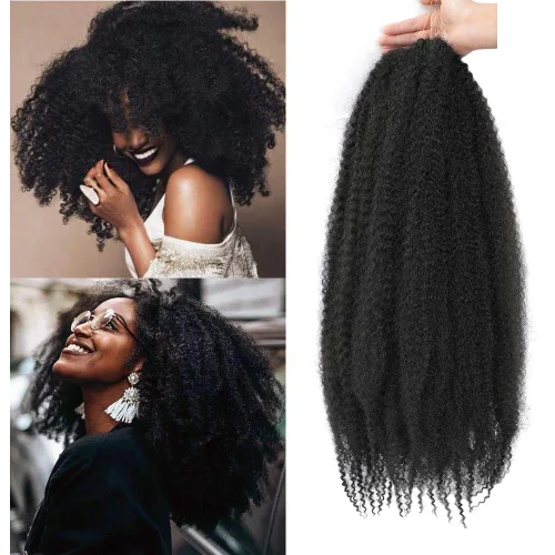 Vista 16 de Dansama Cabello Marley, 24 pulgadas, cabello trenzado Marley Twist, extensiones de cabello rizado rizado (24 pulgadas (paquete de 3), #1)