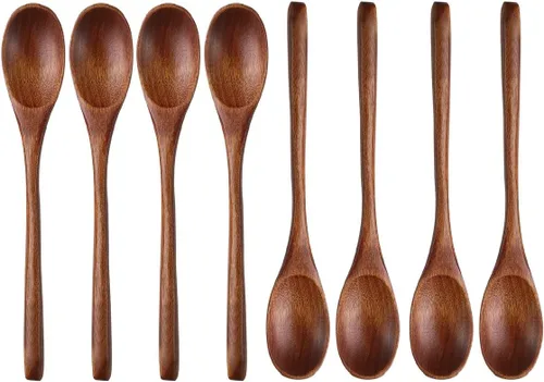 Vista 5 de Cuchara de madera de mango largo para mezclar mermelada de café, té y sal de baño en la cocina, cuchara de mesa respetuosa con el medio ambiente
