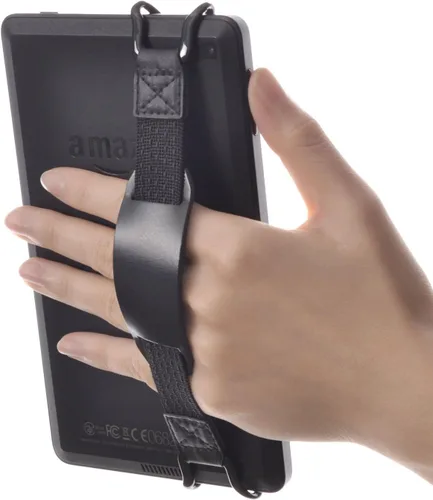 Vista 3 de Soporte universal antideslizante para correa de mano con soporte de cinturón de cuero ajustable, para lectores electrónicos Kindle de 6 pulgadas