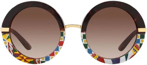 Vista 2 de Dolce & Gabbana DG 4393 327813 Top HavanaHandcart Gafas de sol redondas de plástico Lente marrón degradado