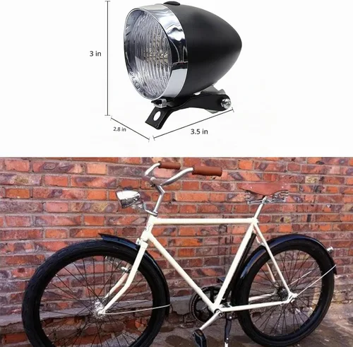 Vista 3 de Faro delantero retro para bicicleta de noche, luces de bicicleta vintage delanteras y traseras, piezas de bicicleta Lowrider, linterna, luces LED