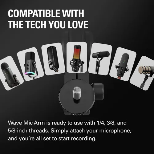 Vista 3 de Brazo Micrófono Elgato Wave – Brazo de Pluma de Estudio para Transmisión y Podcasting, con Canales para Cables, Abrazadera de Escritorio, Extensión