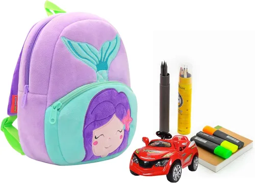 Vista 6 de NICE CHOICE Linda bolsa cruzada para niños pequeños de peluche con dibujos animados, mini bolsa de viaje para bebé niña niño de 2 a 6 años, Mochila