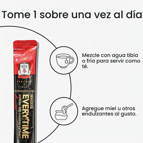 Vista 5 de JUNG KWAN JANG Everytime Korean Red Ginseng Extracto Energía Boost 30 Sticks