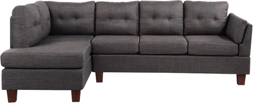 Vista 3 de Lilola Home Dalia - Sofá seccional moderno de lino gris oscuro de 97 pulgadas de ancho con diván orientado a la izquierda