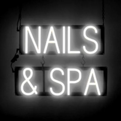 Vista 11 de SpellBrite MANI-PEDIS - Letrero para salones de manicura Letreros relacionados con salones de uñas con aspecto de neón, luz LED roja 33.4 x 6.3
