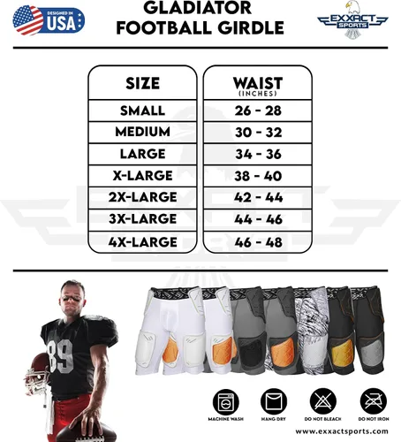 Vista 7 de Exxact Sports Gladiator - Faja de fútbol para adultos de 5 almohadillas para hombres con cadera, muslos, almohadillas para coxis, pantalones cortos