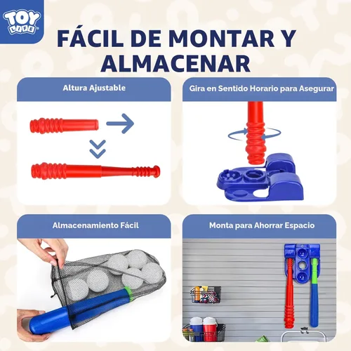 Vista 4 de TOY Life Juego de Tball para Niños de 3-5 y 5-8 Tball para Niños de 5-8 Bat de Tee para Niños Pequeños Set de Bate de Béisbol para Niños de 3-5
