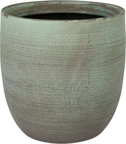 Vista 12 de Creative Co-Op - Maceta grande de cerámica blanca mate con relieve Blanco mate
