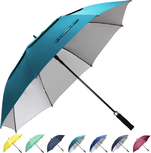 Vista 9 de ZEKAR Sombrilla de golf grande ventilada de 54 pulgadas, 62 y 68 pulgadas, resistente al viento, sombrilla para patio, protección solar y lluvia