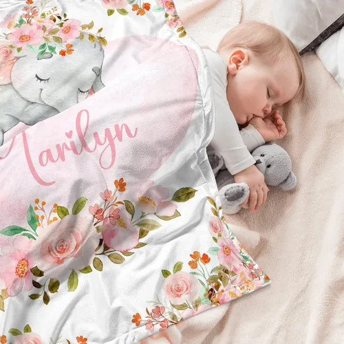 Vista 3 de Manta de bebé personalizada para niñas y niños, manta de bebé personalizada con nombre, mantas de regalo personalizadas súper suaves para niños