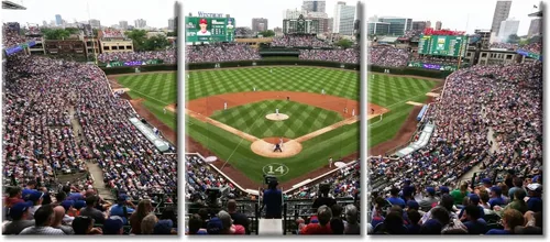 Vista 5 de TUMOVO Arte de pared en lienzo para estadio deportivo, arte de pared de campo Wrigley en Chicago, pinturas de Chicago, impresiones sobre lienzo