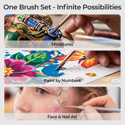 Vista 7 de Nicpro Juego de 10 piezas de pinceles de pintura con detalles microfinos, juego de pinceles pequeños estéticos en colores pastel de punta fina