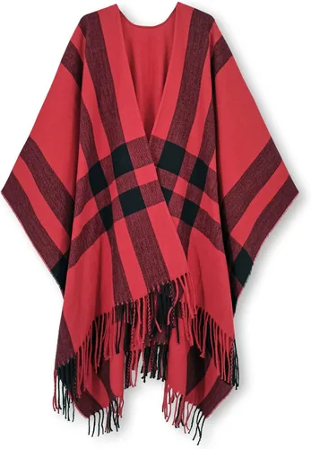 Vista 100 de Moss Rose Chal de viaje para mujer, capa tipo poncho de frente abierto para otoño e invierno
