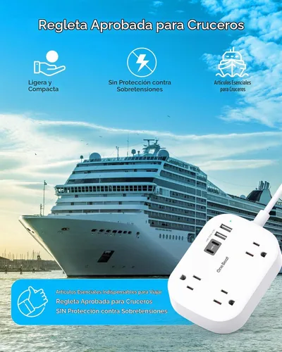 Vista 7 de One Beat Adaptador de enchufe de viaje europeo con cable de extensión de 3