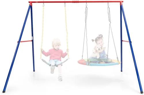 Vista 8 de INFANS Soporte para columpio, marco de columpio de metal resistente de 550 libras, soporte para columpio extragrande con estructura en A para niños