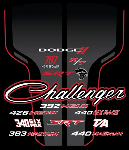 Vista 5 de Mens Dodge Challenger playera con la exclusiva Bandera Americana Pegatina