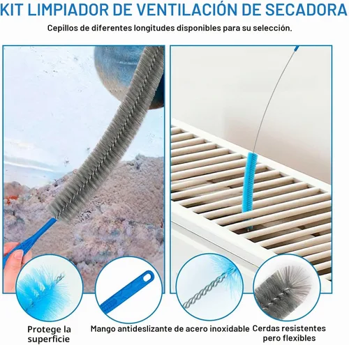 Vista 5 de Kit de limpiador de ventilación de secadora de 4 piezas con cepillo para pelusas, cepillo profesional de ventilación de secadora, herramientas