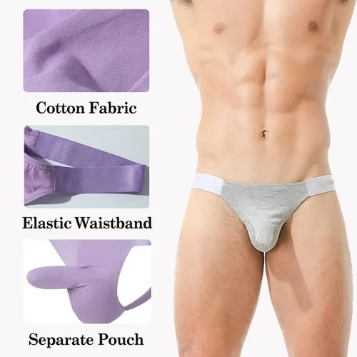 Vista 4 de 4UFIT Tangas de algodón para hombre, suaves, transpirables, con nariz de elefante, ropa interior de tiro bajo, con espalda en T