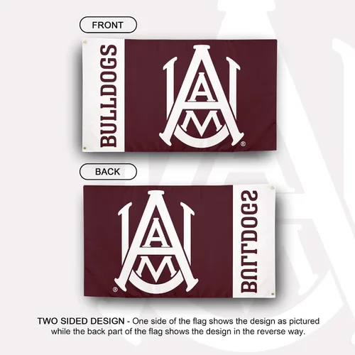Vista 2 de Desert Cactus Bandera de la Universidad de Alabama A&M Bulldogs AAMU Banners 100% poliéster para interiores y exteriores, banderas de 3 x 5 pies
