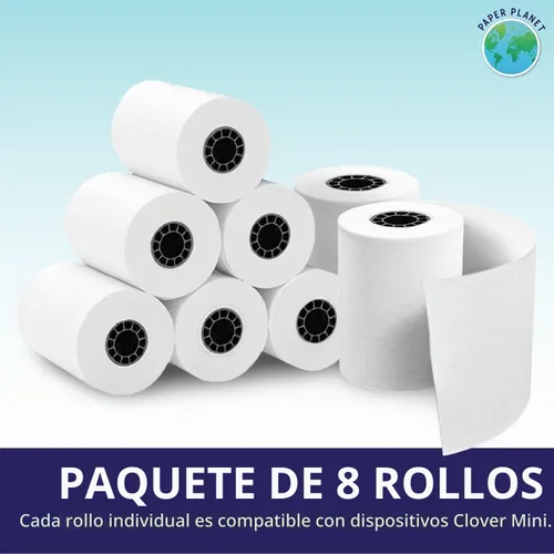 Vista 2 de PaperPlanet - Papel térmico para Clover Mini C300 C301 C302 C305 8 rollos