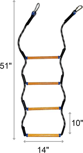 Vista 6 de Escalera de cuerda para barco, cuerda de escalada resistente de 450 libras de resistencia, línea de poliéster reforzada de 0.55 pulgadas, diseño