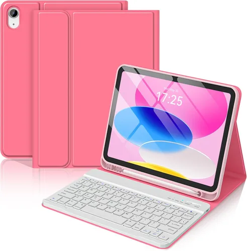 Vista 10 de BQSS Funda para iPad (A16) de 11ª y 10ª Generación con Teclado, Activación/Suspensión Automática, Funda con Teclado Bluetooth Inalámbrico