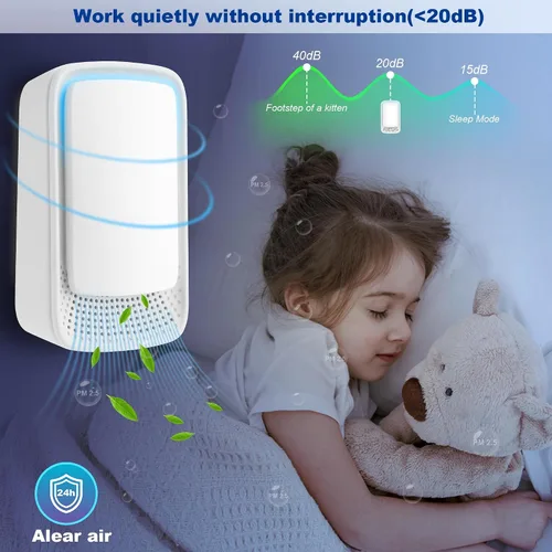 Vista 4 de VGY Purificador de aire enchufable (paquete de 2) – Purificador de aire ionizador, purificadores de aire de iones negativos silenciosos, filtro