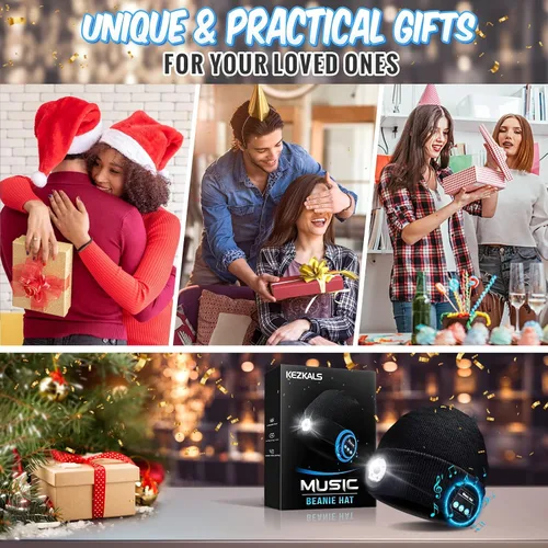 Vista 2 de KEZKALS Regalos para el día de San Valentín para él y ella, gorro LED Bluetooth, regalos de San Valentín para hombres, mujeres, él, marido, regalos