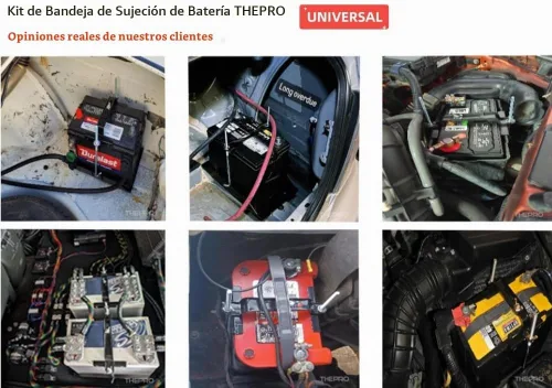Vista 8 de Kit de sujeción de batería THEPRO, soporte de batería de acero resistente a la corrosión con abrazadera ajustable para coche, barco, marino