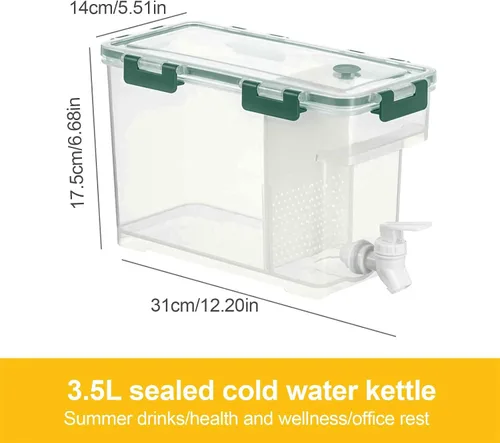 Vista 6 de WYSRJ - Hervidor frío con grifo en el refrigerador, dispensador de bebidas heladas de plástico de 3.5 L, dispensador de botellas de jugo de limón