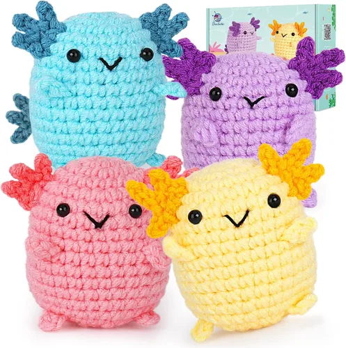 Vista 12 de Crochetta Kit de ganchillo para principiantes con tutoriales en video paso a paso, aprende a tejer para adultos y niños, suministros de manualidades