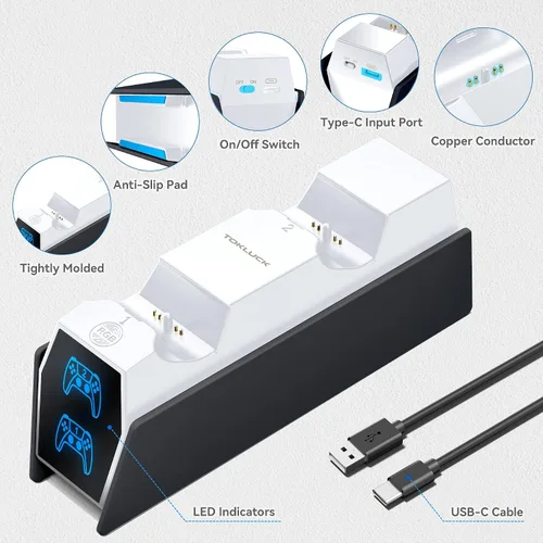 Vista 5 de Controller Charger Station Compatible with Play 5 Faceplates Edge & Dual Controller, 9 Lightings P 5 Accessories Charging Station, P 5 Dock Stand