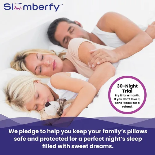 Vista 3 de Slumberfy - Protector de almohada de bambú impermeable de tamaño estándar, fundas de almohada premium con protección contra alergias, funda