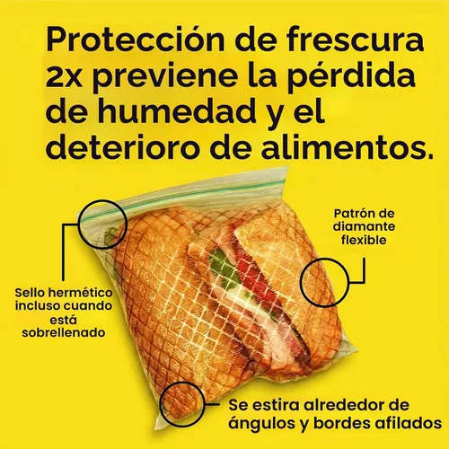 Vista 3 de Bolsas de plástico para almacenamiento de alimentos Glad Flex'N Seal, de galón, 35 unidades (el paquete puede variar)
