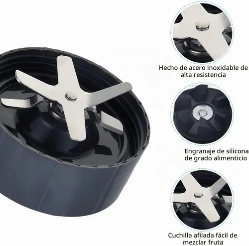 Vista 6 de Piezas de repuesto para vasos Nutribullet de 32 onzas, 2 piezas y 2 juntas de goma, 2 cuchillas extractoras de repuesto compatibles con licuadoras