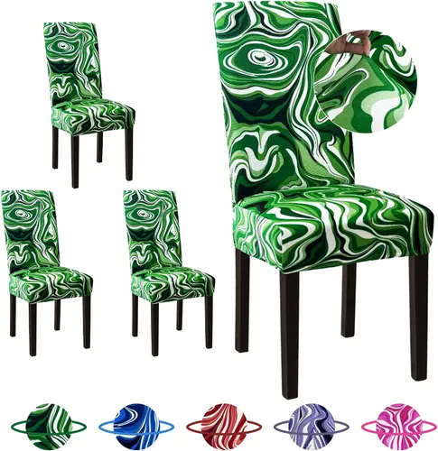 Vista 25 de Sufdari Juego de 4 fundas para sillas de comedor, color beige, antideslizantes, de elastano, elásticas, para comedor, hotel (Grande)