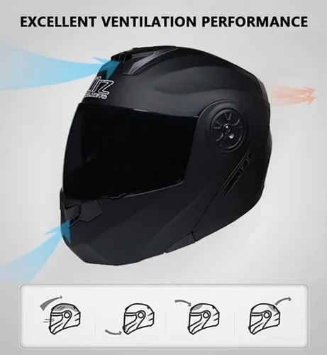 Vista 4 de Casco modular con Bluetooth abatible, de cara completa, doble visera solar, certificado por DOT, altavoz dual integrado con micrófono, cascos de 3