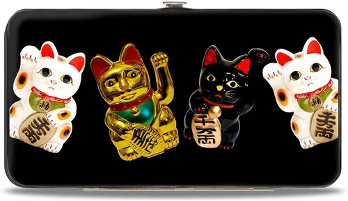Vista 2 de Maneki Neko Lucky Cats - Cartera con bisagras (doradonegroblanco)